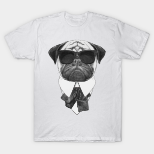 american gentleman pug dog gentleman pu t-shirts